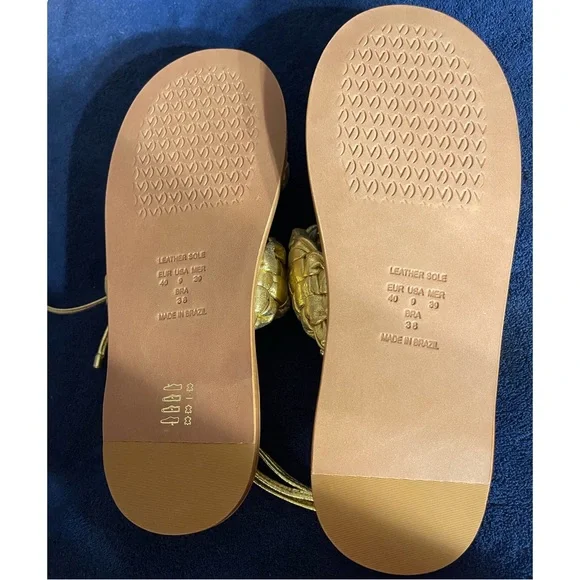 Anthropologie x Vicenza Metallic Braided Gold Sandals NWT SZ 9 - Picture 11 of 14